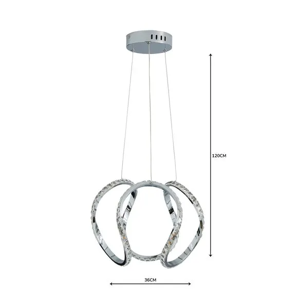 Marsia Integrated LED Swirl Jewel Chrome Semi Flush Ceiling Light 5