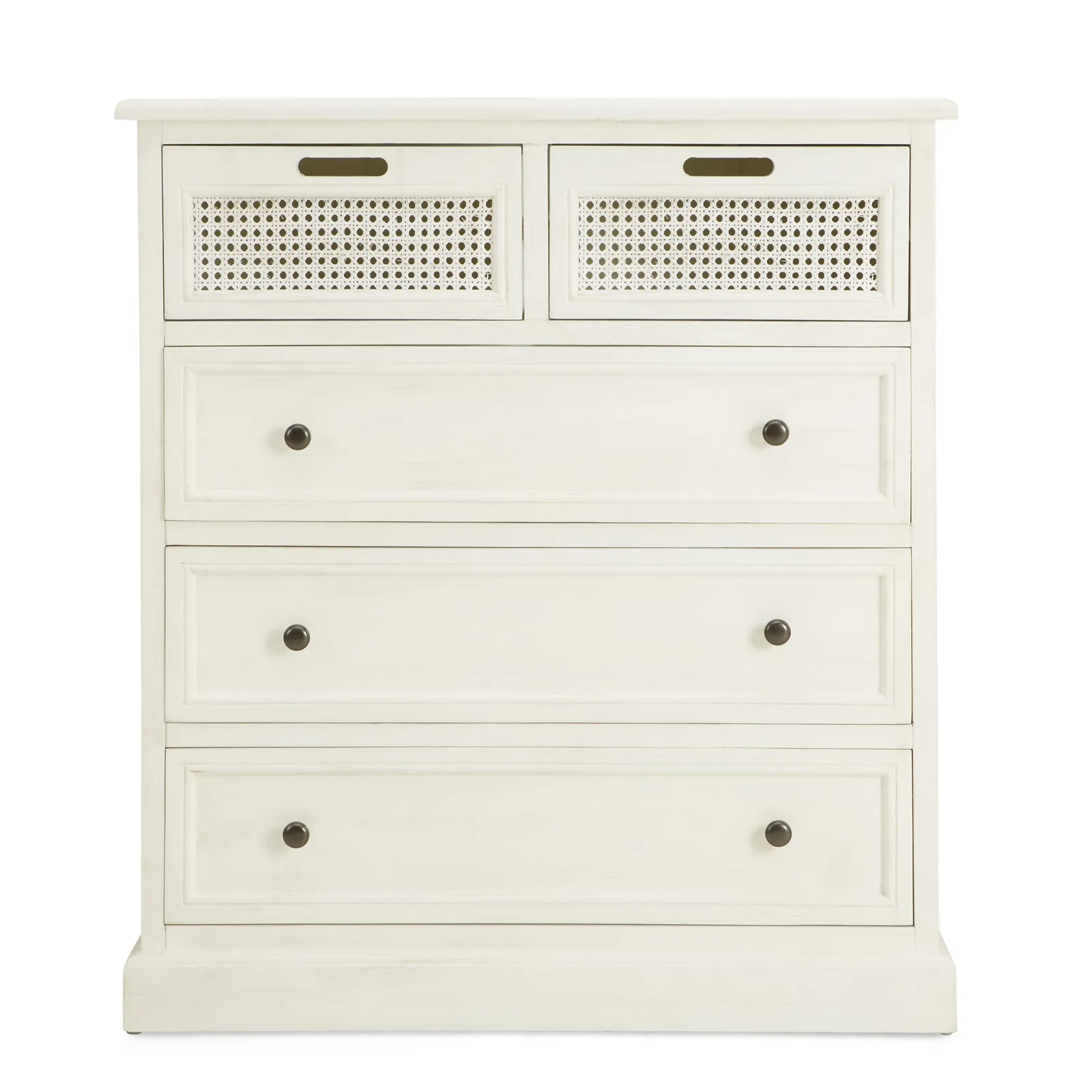 Lucy Cane Cream 5 Drawer Chest White