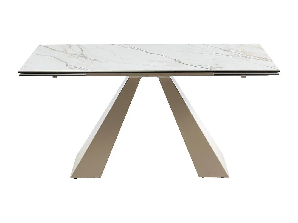 Vente-unique Extendable Dining Table for 6 To 10 People - Ceramic & Metal in Beige