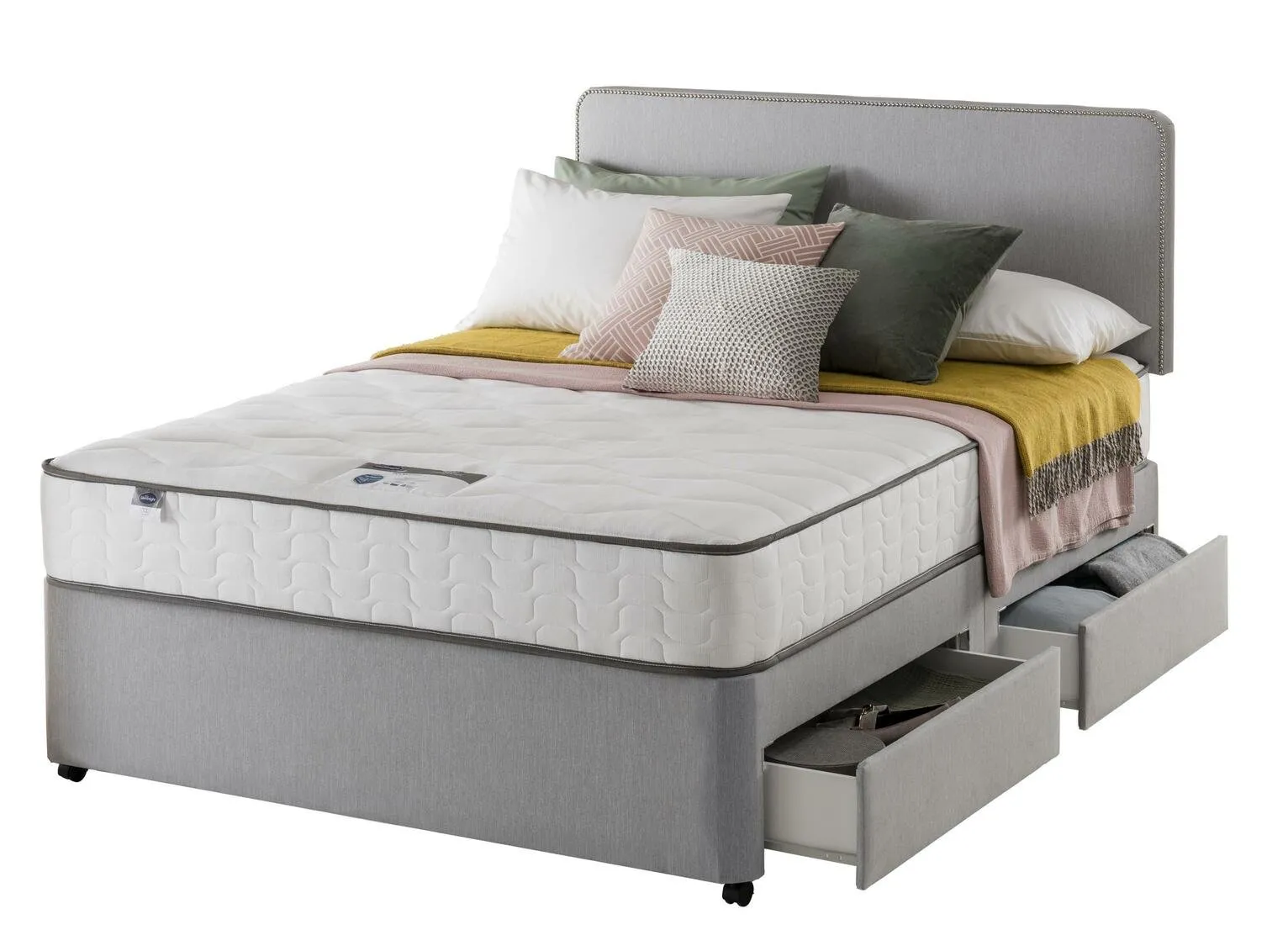 Silentnight Pavia Comfort 4 Drawer Grey Divan - Double