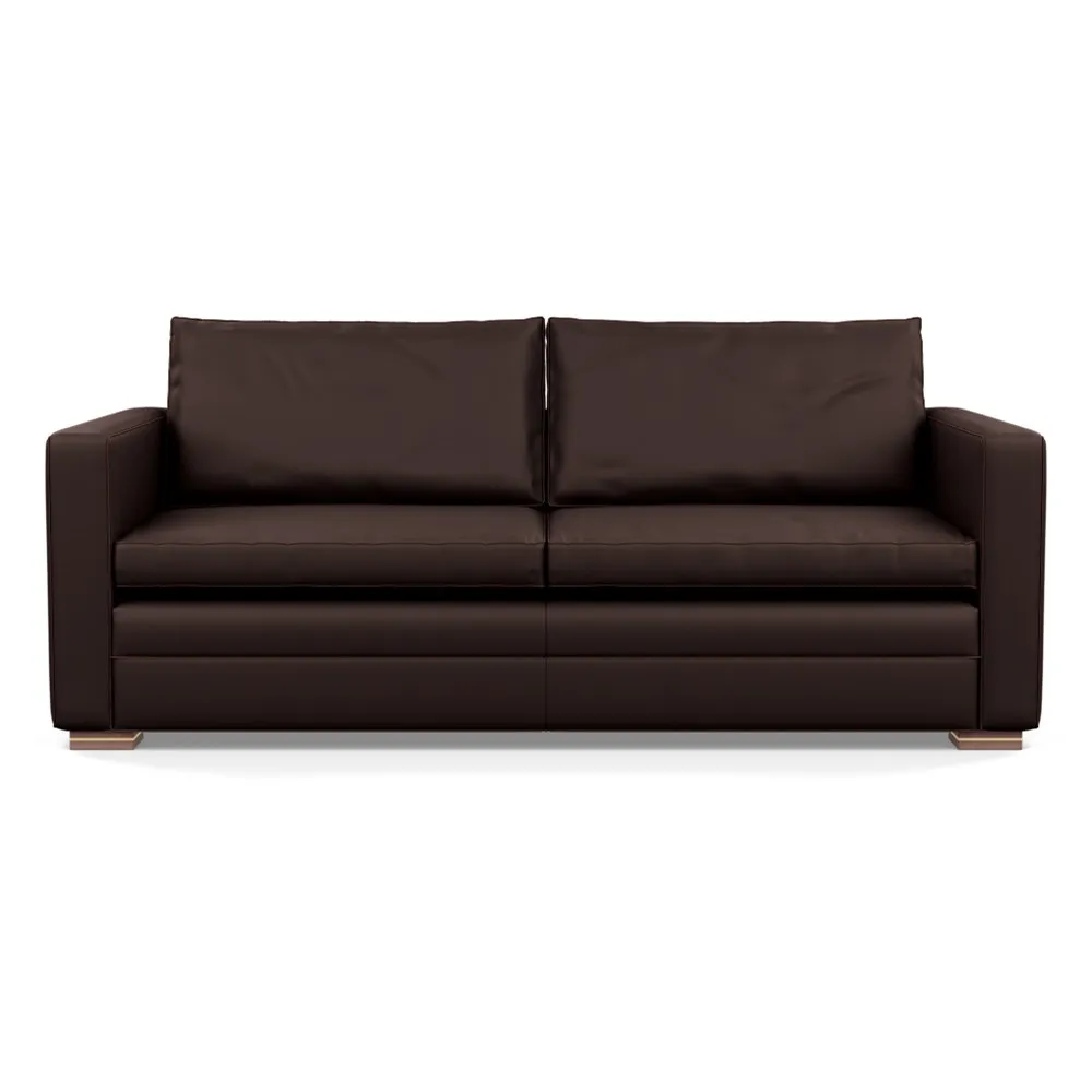 Heal's Palermo 3 Seater Sofa Leather Grain Chocolate 066 Brass and Walnut Feet 1
