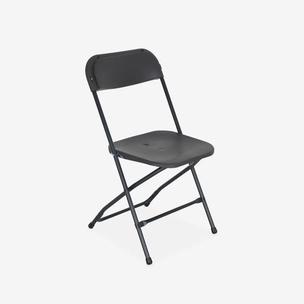 sweeek Pair of folding plastic reception tables with 12 chairs in Dark Grey 4