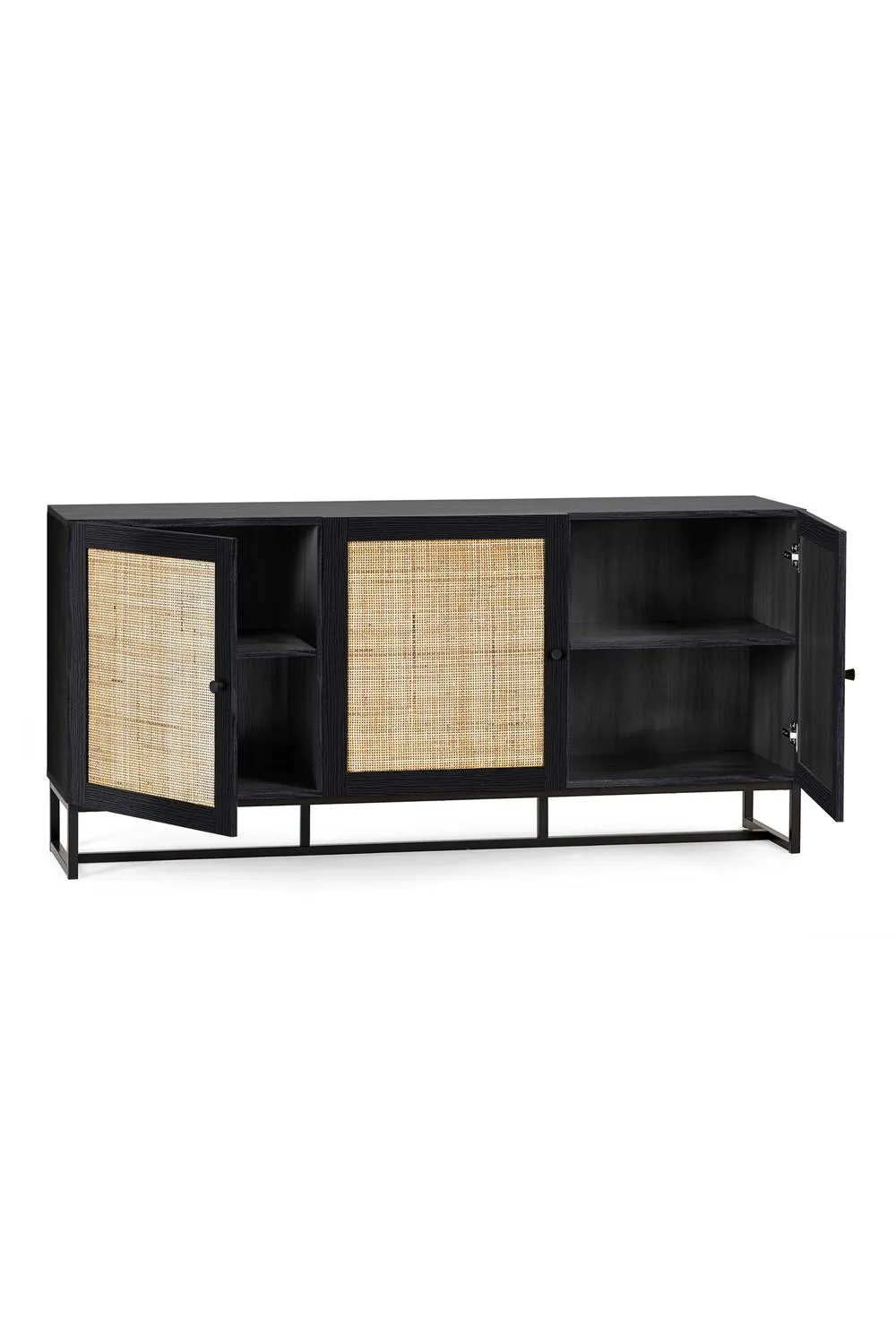 Julian Bowen Padstow Rattan 3 Door Sideboard in Black 4