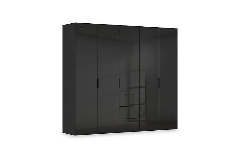 Haven 251cm 5 Door Combi Wardrobe with Glass Doors