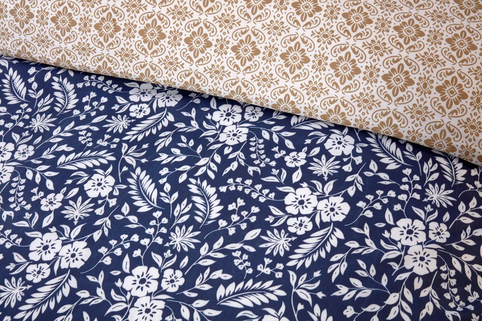 Rapport Home Eleanor Floral Geometric Reversible Duvet Cover Set with Pillowcase in Navy 2