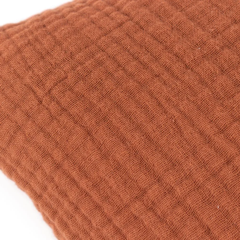 Yard Lark Muslin 100% Cotton Plain Cushion in Burnt Orange 4