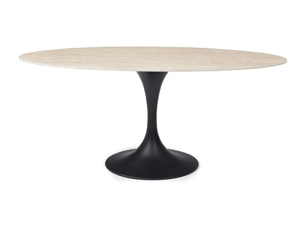 Vente-unique Dining Table for 8 People In Ceramic & Black Metal - Beige 2