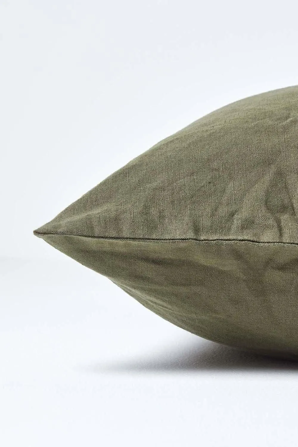 Homescapes European Linen Pillowcase, 60 x 60 cm in Khaki 2