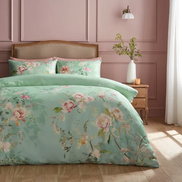 Melody 100% Cotton Sateen Duvet Cover & Pillowcase Set 1