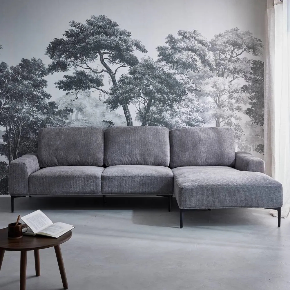 sweeek 3-seater Corner Sofa In Fabric & Metal Right-hand Corner in Dark Grey 6