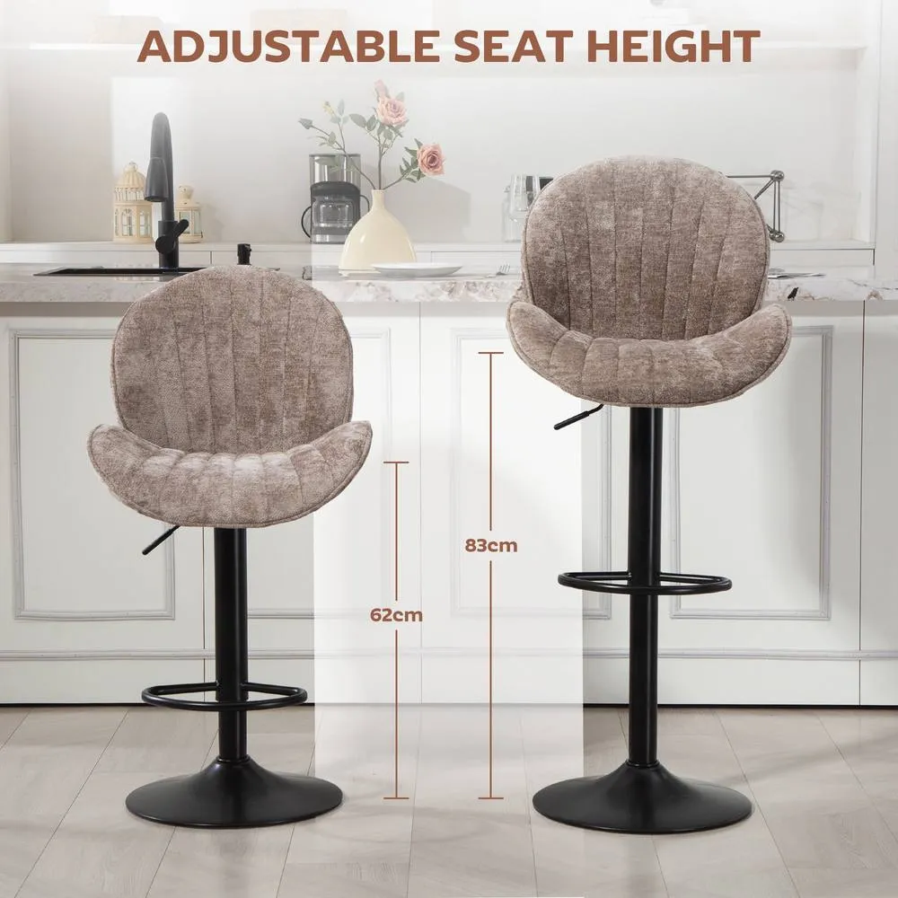 HOMCOM Modern Bar Stools Set of 2, Swivel Counter Height Barstools in Brown 5