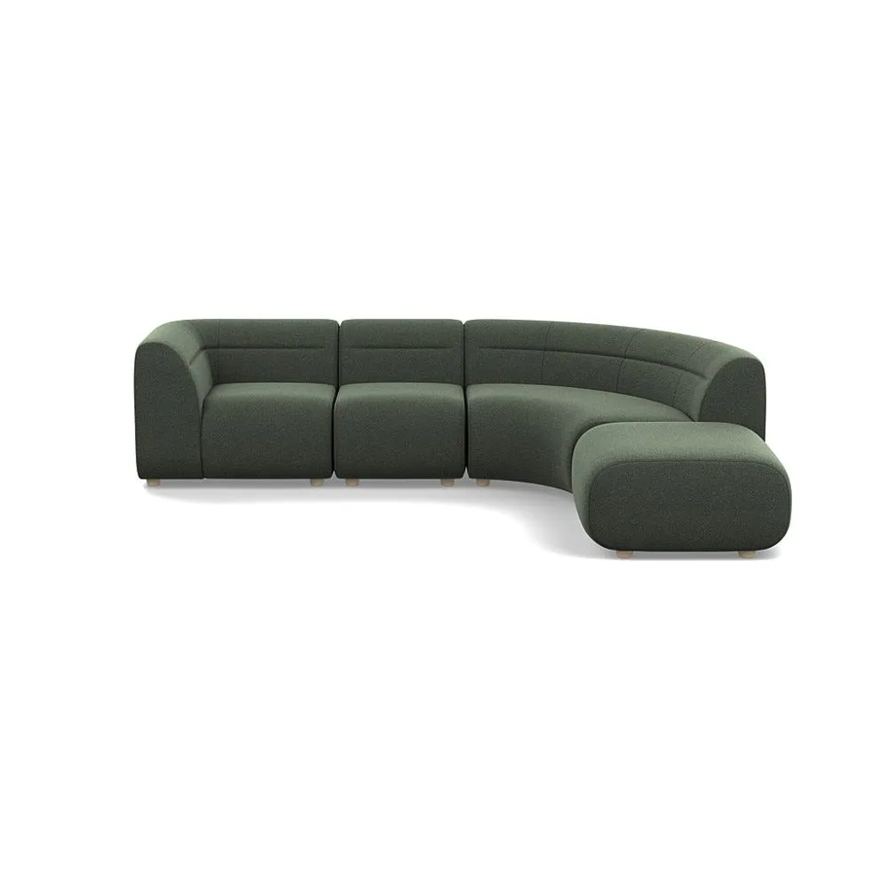 Heal's Lilli Right Hand Facing Curved Corner Sofa Boucle Fern Natural Beech Feet 1