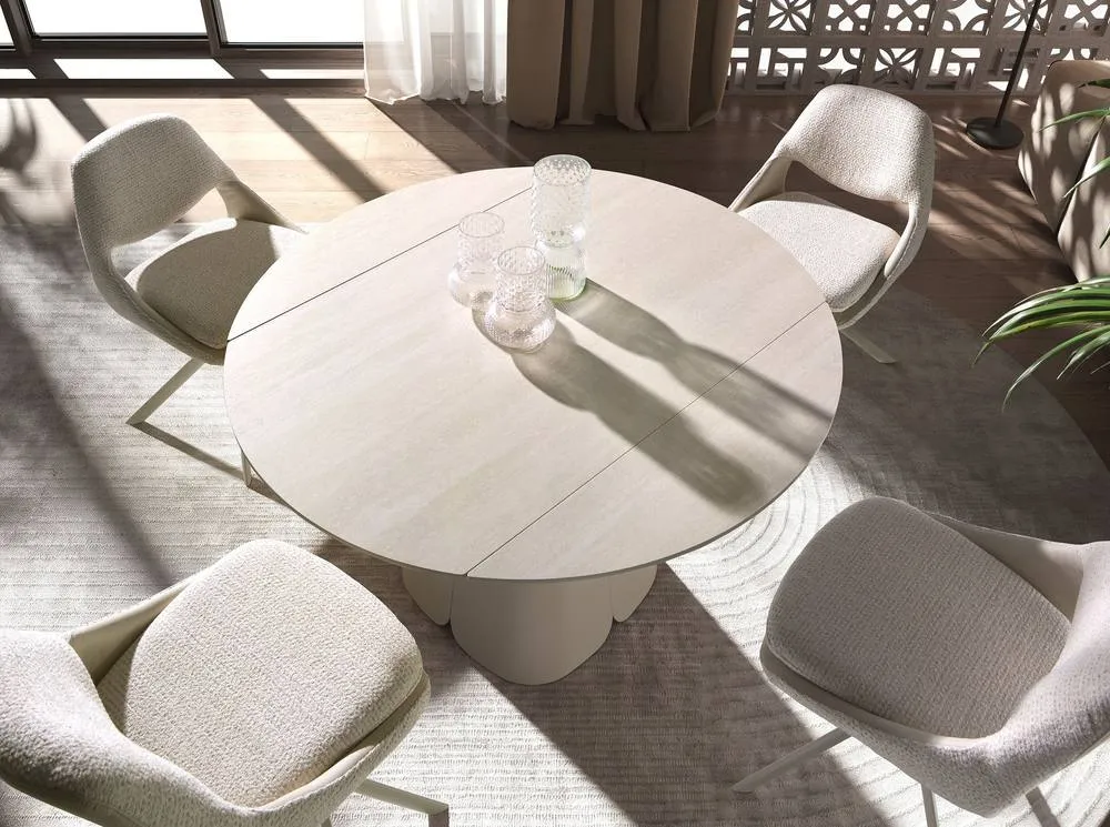 Angel Cerda Fabric Swivel Dining Chair with Stainless Steel Legs in White 6