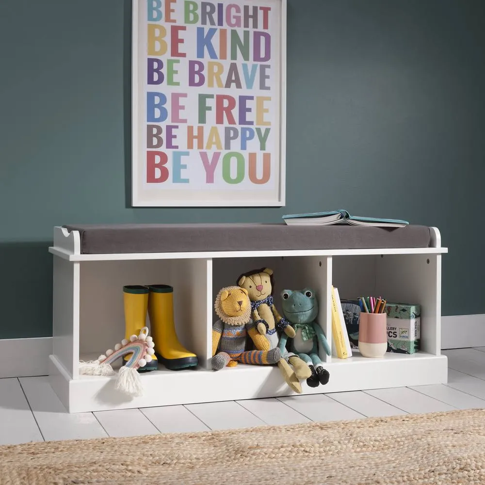 Nöa and Nani Stockholm Storage Bench with 3 Storage Cubes in White