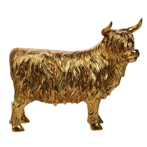 Hestia Gold Highland Cow Ornament 3