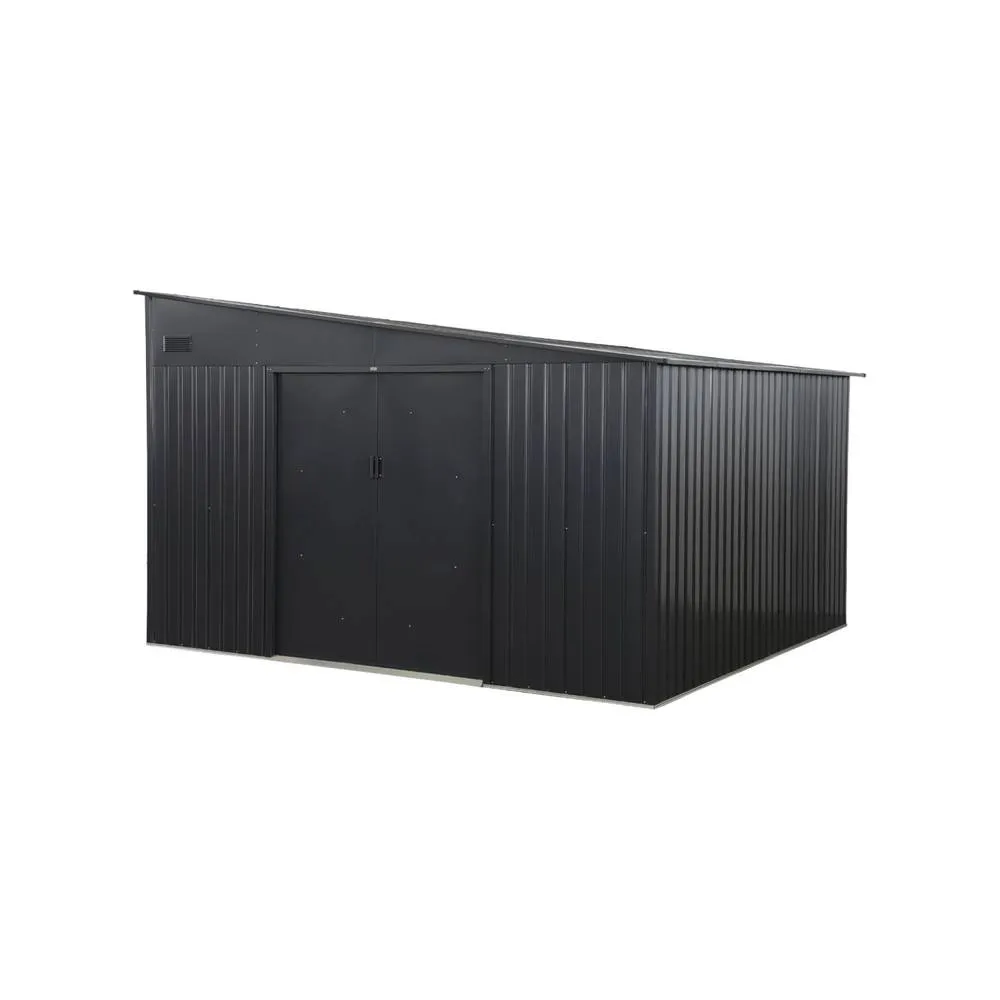 sweeek 11.01 m² galvanized steel lean-to garden shed with anchoring kit in Dark Grey 2