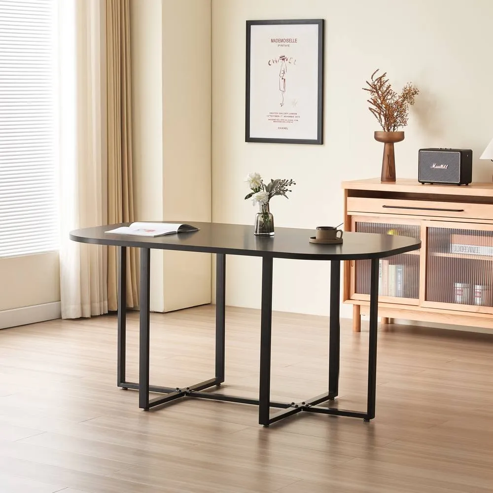 Comfy Living Ltd Black 150cm Square Dining Table Set with 6 White Chairs 5
