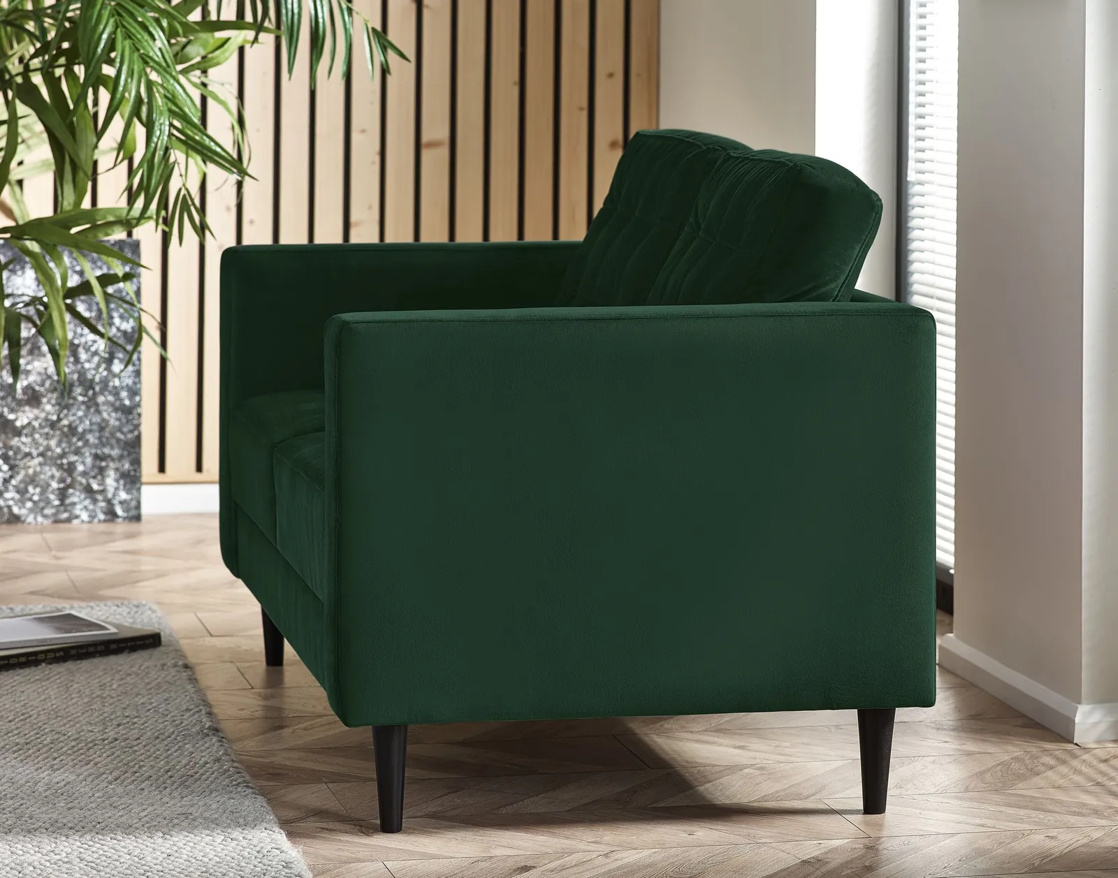 FurnitureboxUK Jade 2-Seater Soft Touch Velvet Sofa With Solid Wood Frame in Emerald 3
