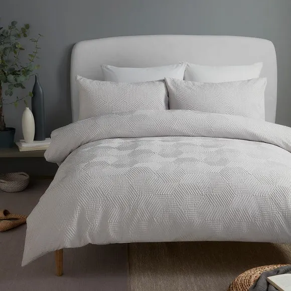 Serene Embossed Geo Duvet Cover & Pillowcase Set