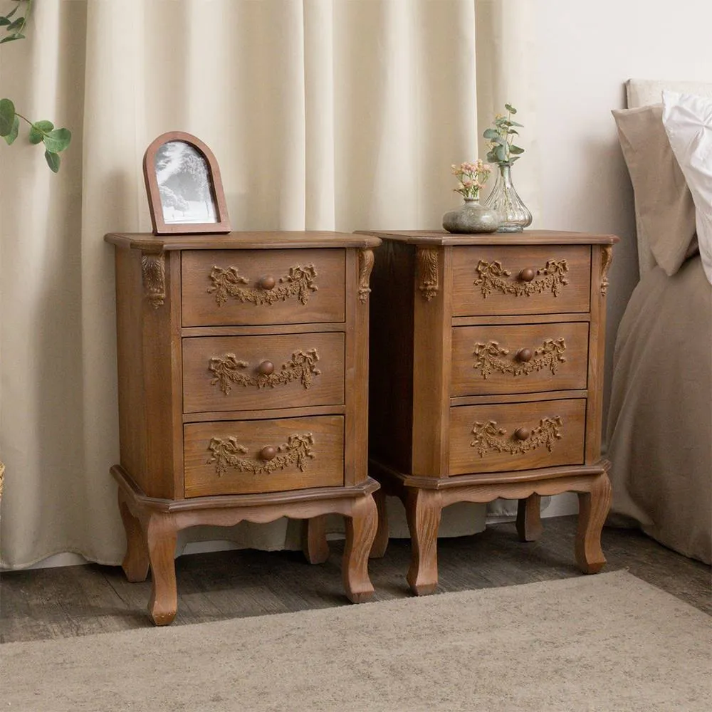 Melody Maison Dressing Table Set, Chest & Pair of Bedsides - Pays Du Bois Range in Brown 3