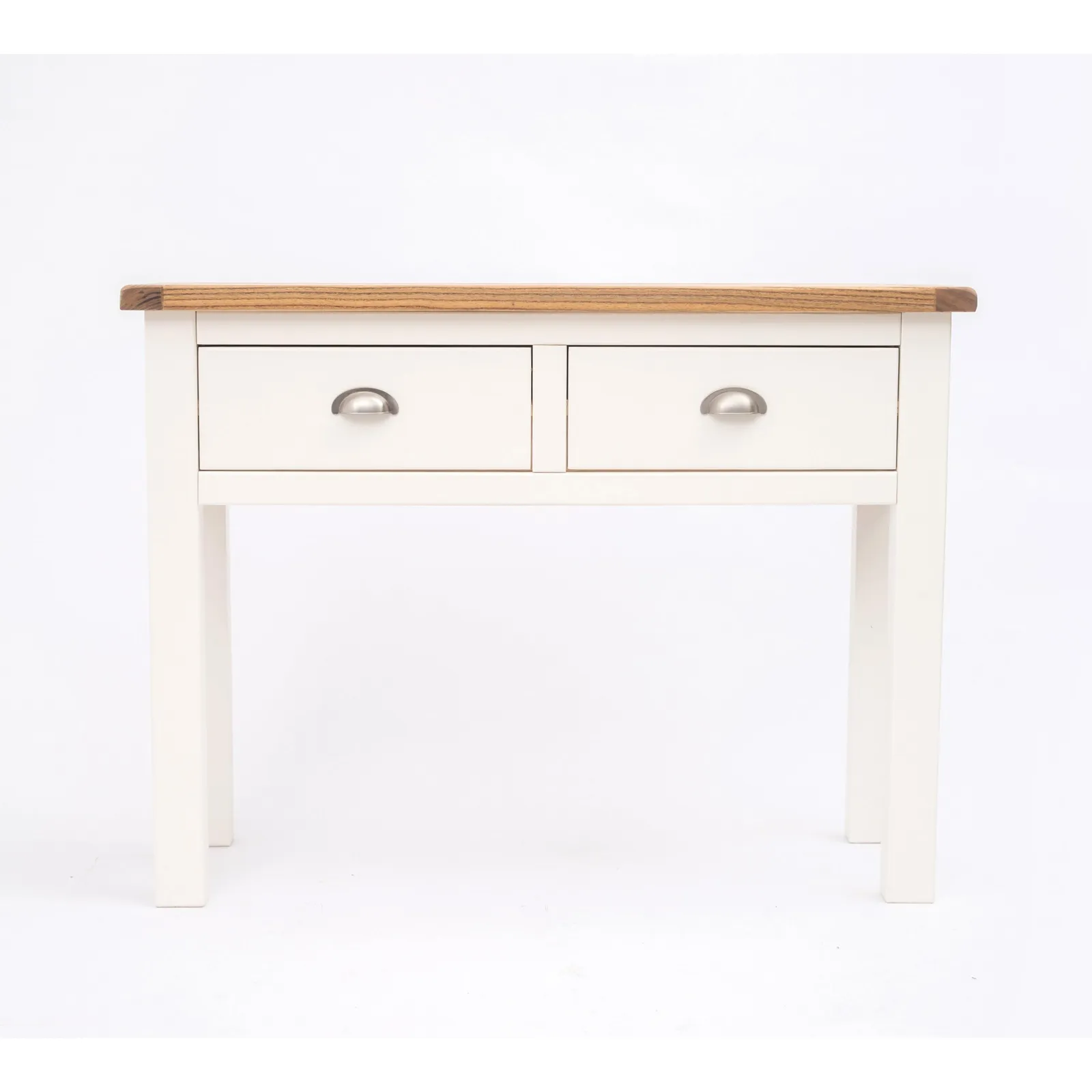 Cabinet Bits Lovere Off-White 2 Drawer Console Table Satin Chrome Cup