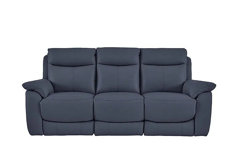 Echo Leather 3 Seater Power Recliner Sofa - BV Ocean Blue