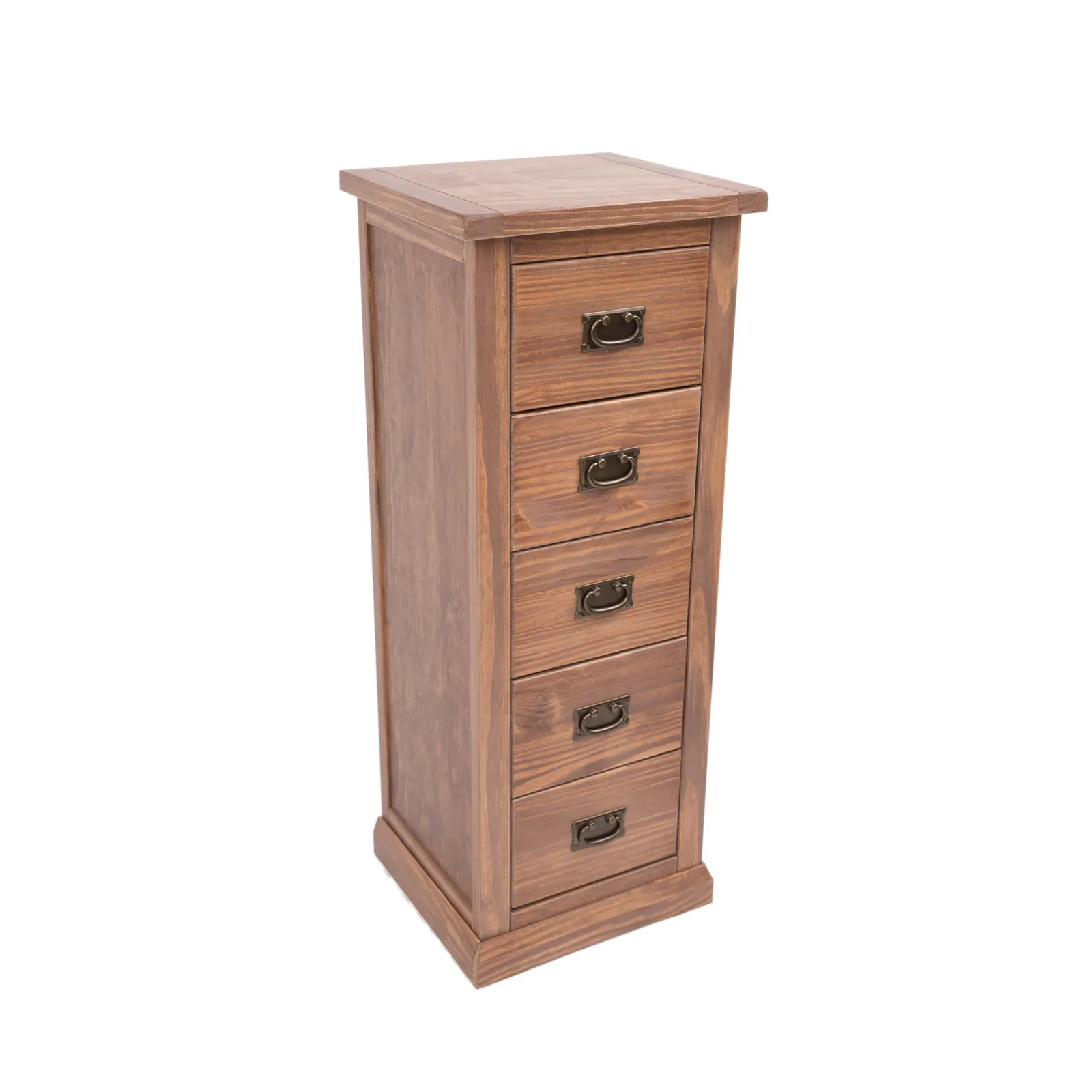 Cabinet Bits Tirolo 5 Drawer Narrow Chest of Drawers Bras Drop Handle in Brown 3
