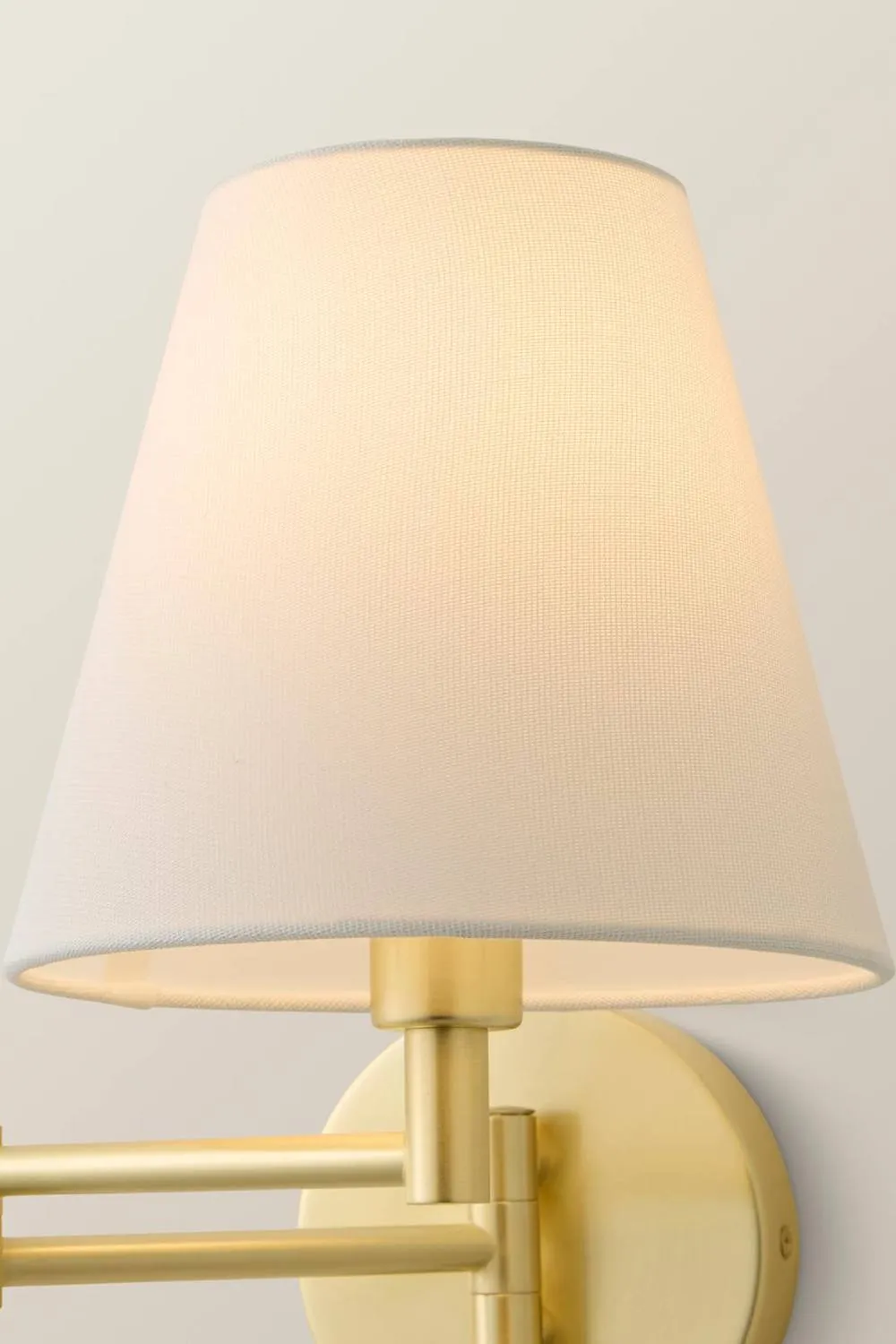 ValueLights Sonia Pair of Swing Arm Wall Lights with Taper Linen Shades & Bulbs in Gold 5