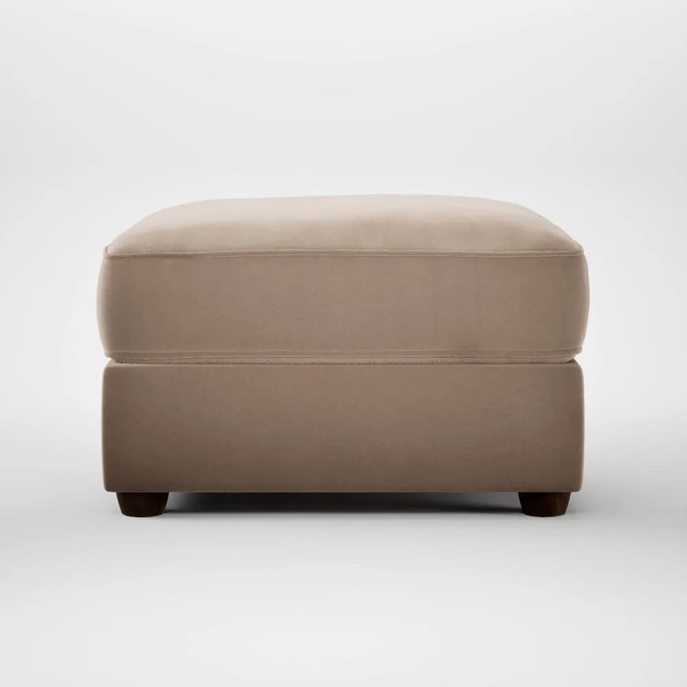 Heal's Tailor Rectangular Footstool Smart Velvet Pebble Walnut Stained Feet 1