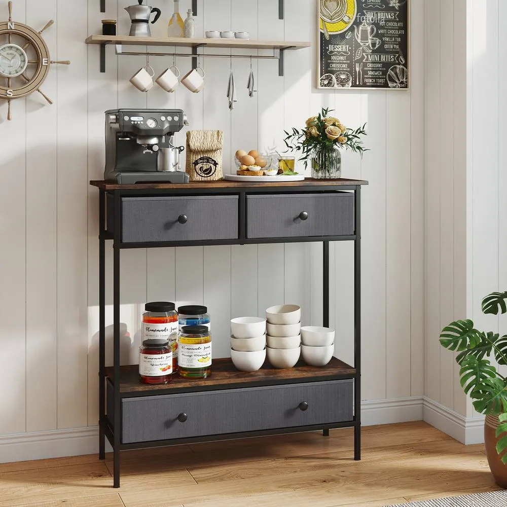 Costway Console Table Industrial Entryway Table Sofa Table Rustic Foyer Table in Brown 6