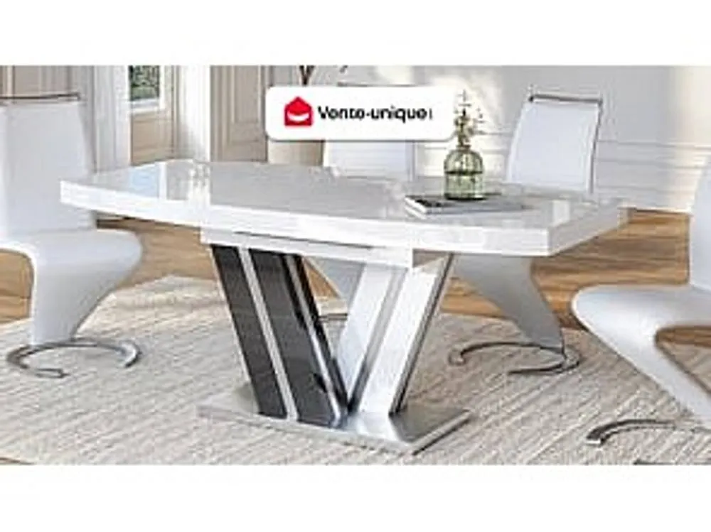 Vente-unique Extendable Dining Table - 6 To 8 Seats - Grey & White - Lacquereded 4