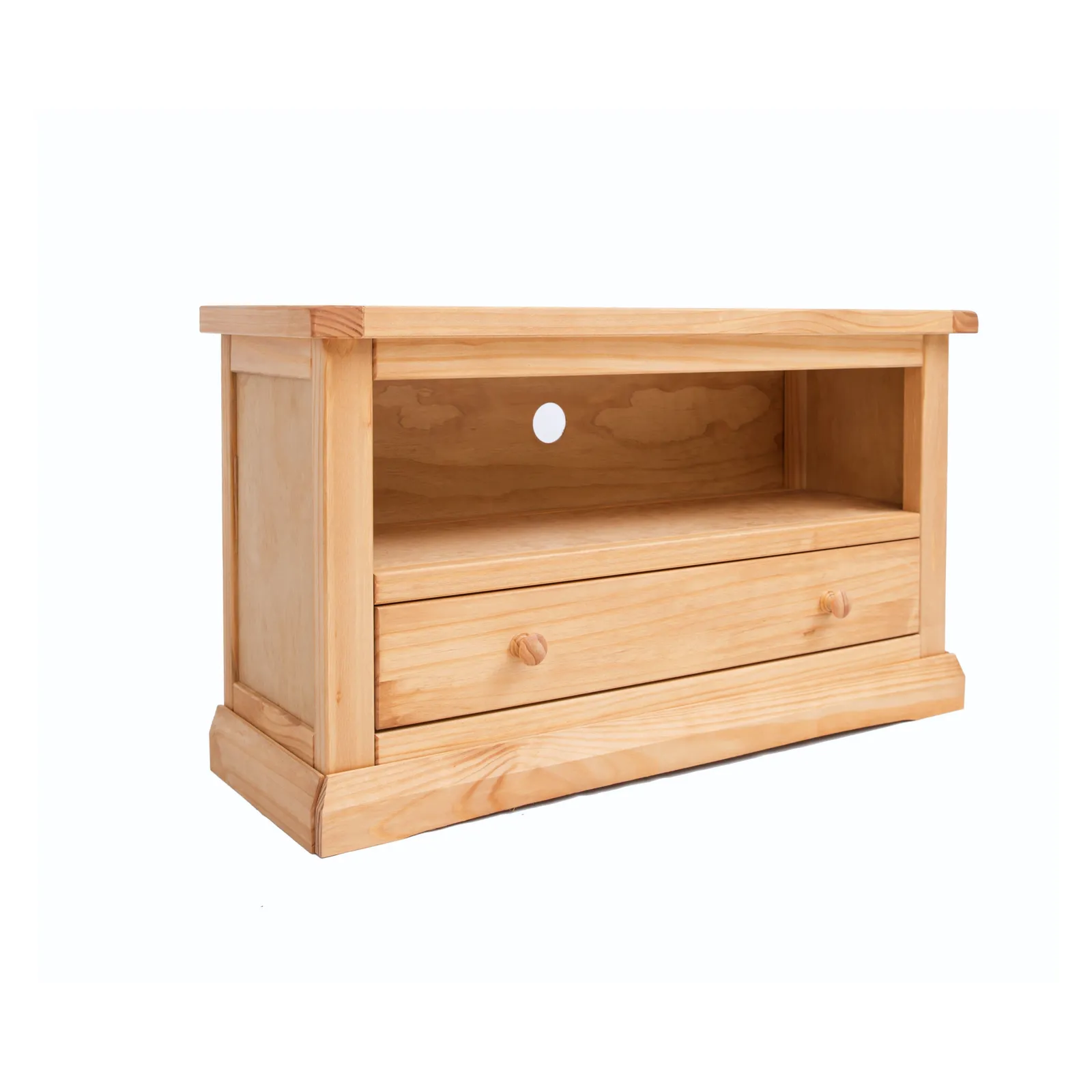 Cabinet Bits Lucca Waxed 1 Drawer TV Cabinet Wood Knob in Light Brown 2