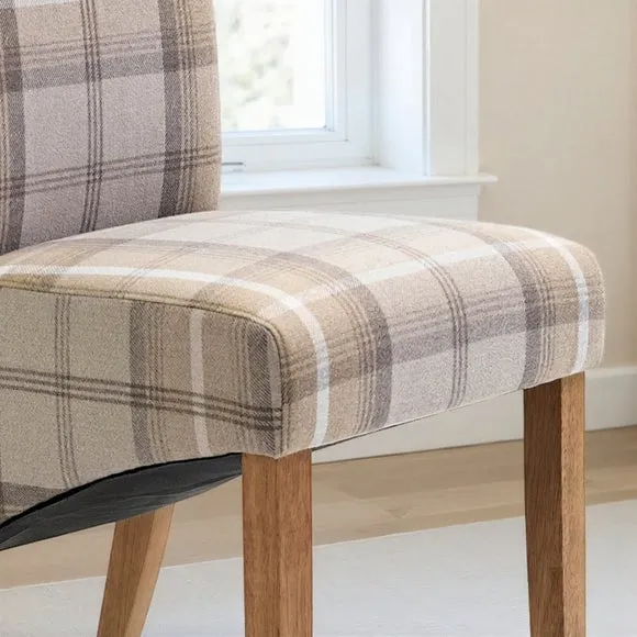 Set of 2 Chester Dining Chairs, Woven Check Fabric 3