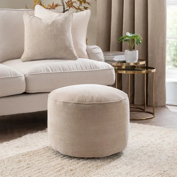 Soft Chenille Herringbone Pouffe
