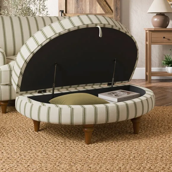 Beatrice II Folkstone Stripe Oval Snuggle Storage Footstool 2