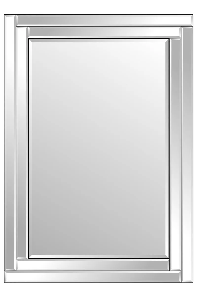 MirrorOutlet Luxford All Glass Bevelled Wall Mirror 100 x 70 CM in Silver 3