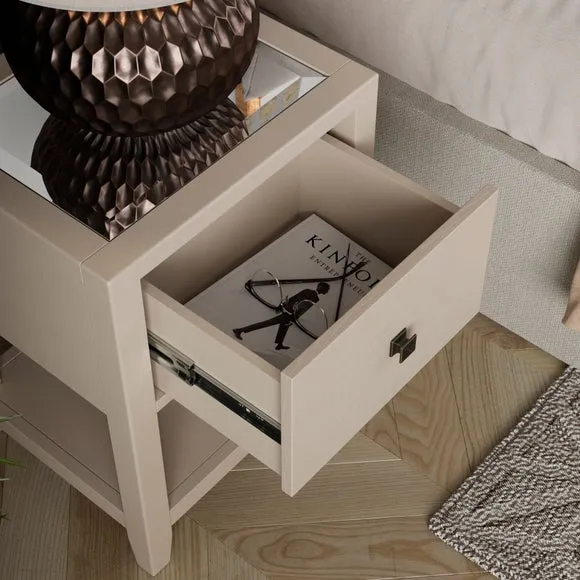Malone 1 Drawer Slim Bedside Table, Warm Grey 5