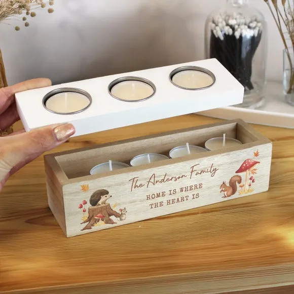 Personalised Autumn Triple Tealight Holder 2