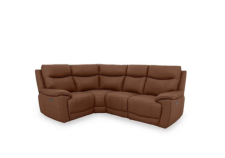 Sloane Leather Small Power Recliner Left Hand Facing Corner Sofa with Power Headrests - Butterscotch