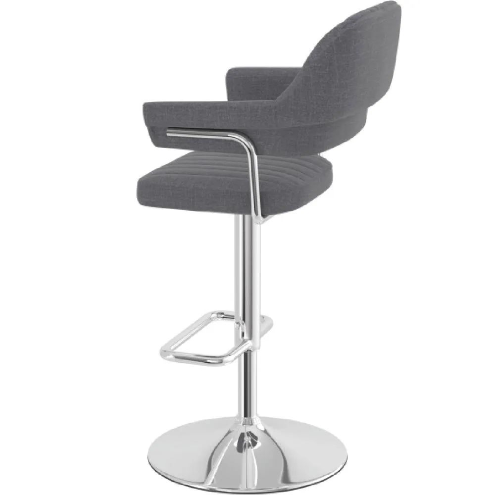 netfurniture Vibe Charcoal Adjustable Fabric Bar Stool with Arms in Grey 5
