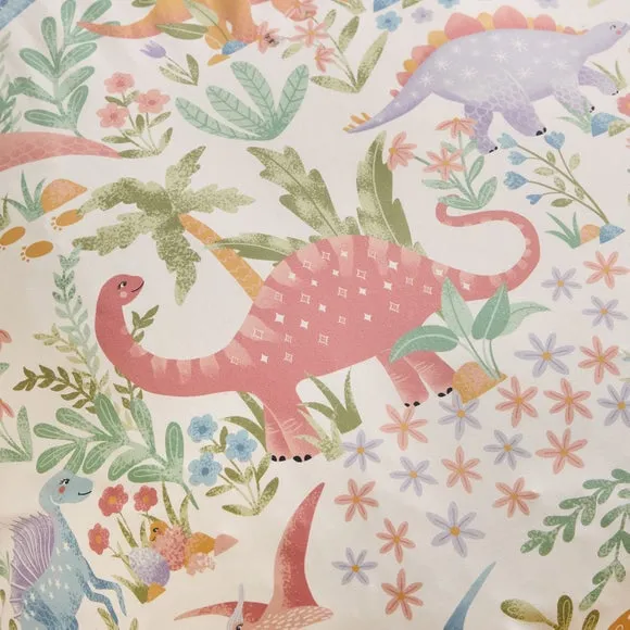 Pastel Dino Polycotton Duvet Cover & Pillowcase Set 5