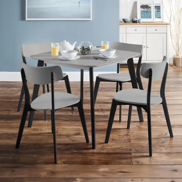 Casa 4 Seater Square Dining Table, Grey and Black 6