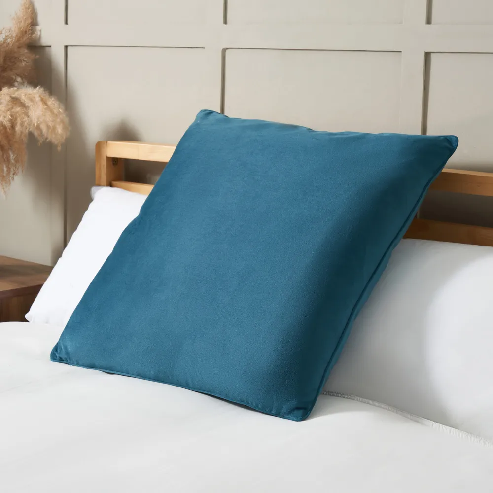 Large Velour Piped Cushion, Teal