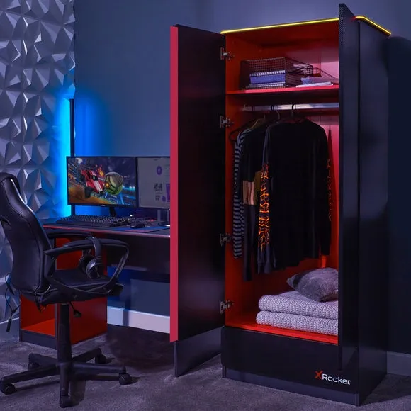 X Rocker Carbon Tek Wardrobe with Neo Fibre LED 2