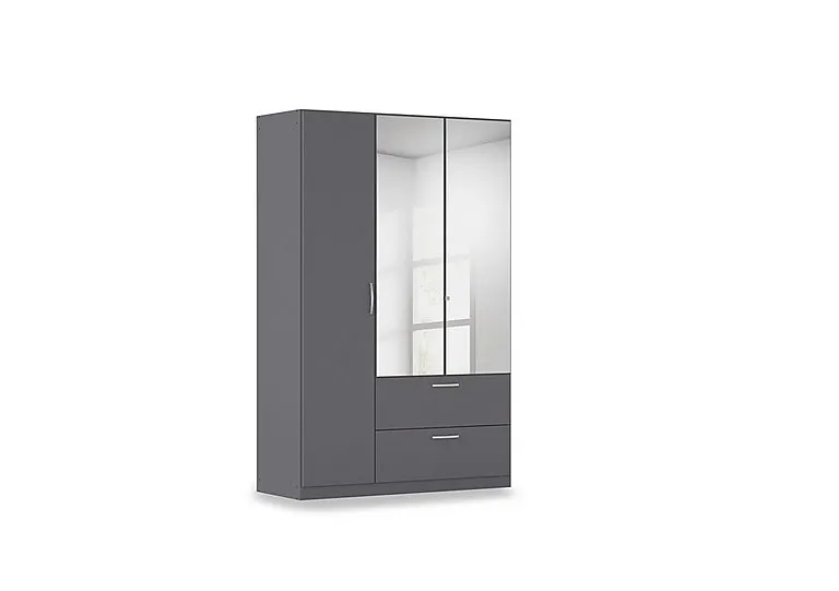 Impulse 136cm 3 Door Combi Wardrobe with 2 Mirror Doors - Metallic Grey