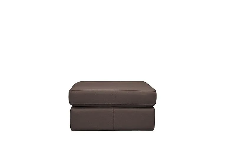 Seattle Leather Storage Footstool - Oxford Chocloate