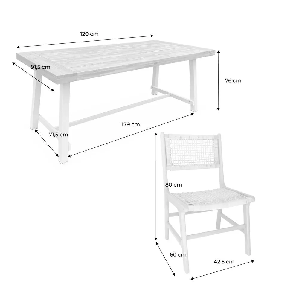 sweeek Indoor/outdoor table in acacia wood & metal + 6 woven resin seats in Beige 5