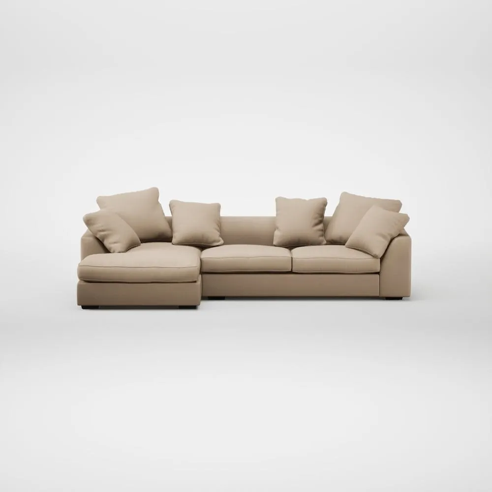 Heal's Cumulus Left Hand Facing Chaise Sofa Smart Cotton Linen Rice Black Feet 2