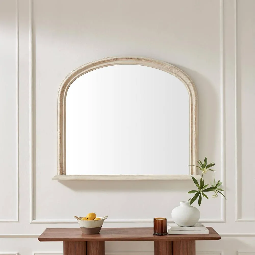 FurnitureboxUK Cecily Whitewash Wood Large 110x90 Overmantle Arch Mirror in White 2