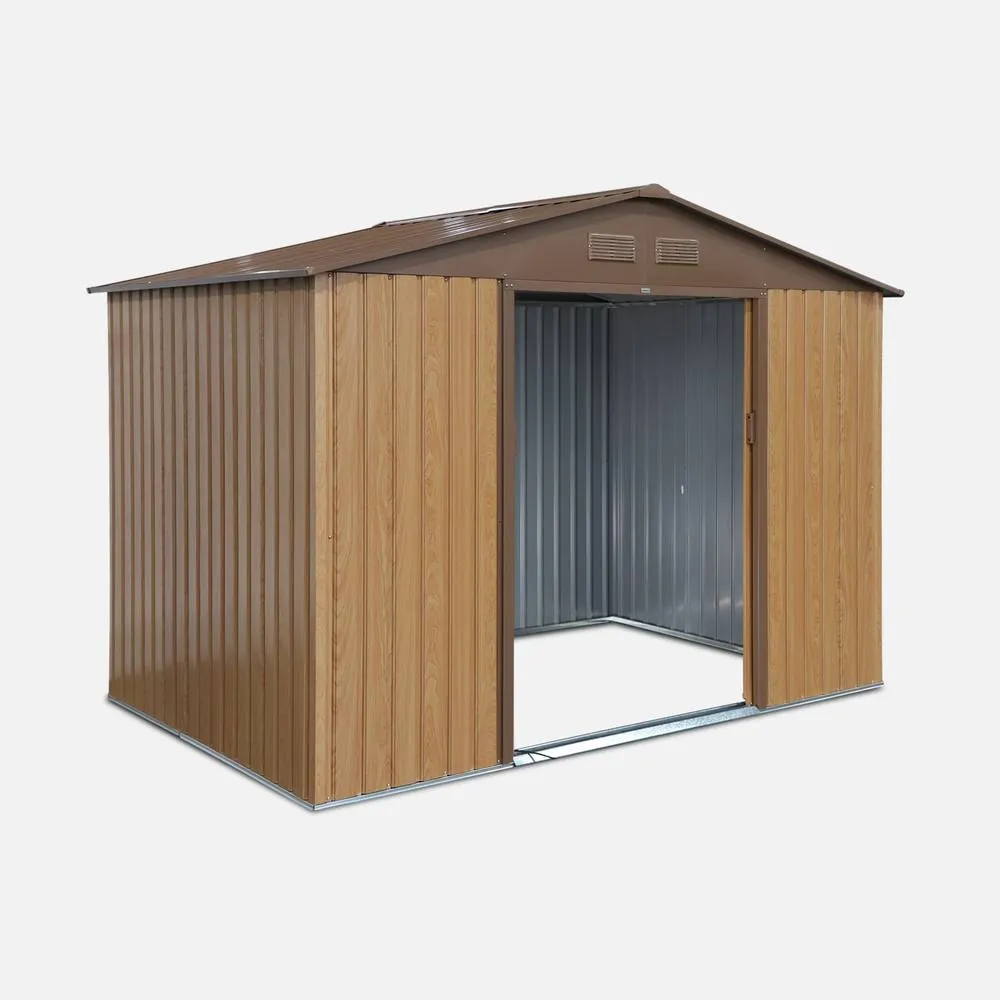sweeek Metal Garden Shed 5.29m² With Anchoring Kit in Light Brown 3